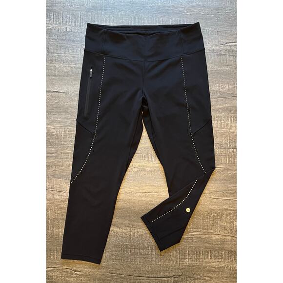 Lululemon Extra Mile Crop Leggings Reflective Run Workout Pants, 23" Black, 10 - Picture 1 of 12
